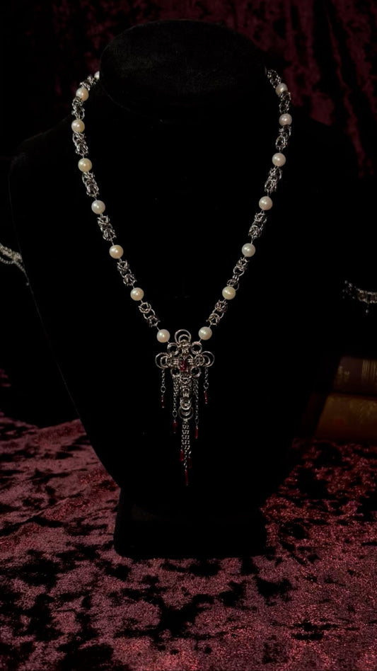 garnet pearl cross (1-of-1)