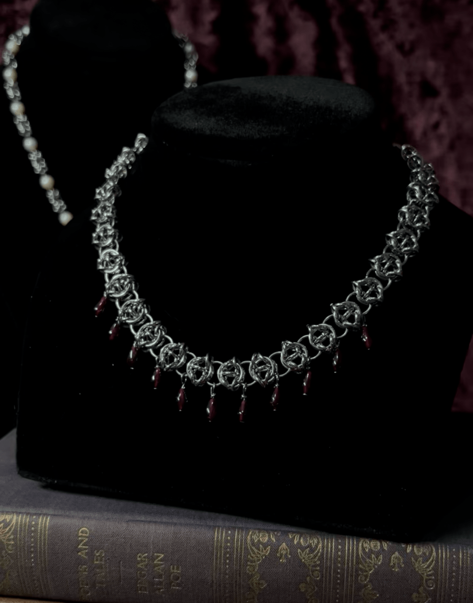 Stitch garnet choker (1-of-1)