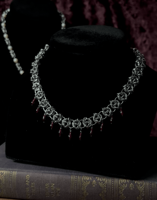 Stitch garnet choker (1-of-1)