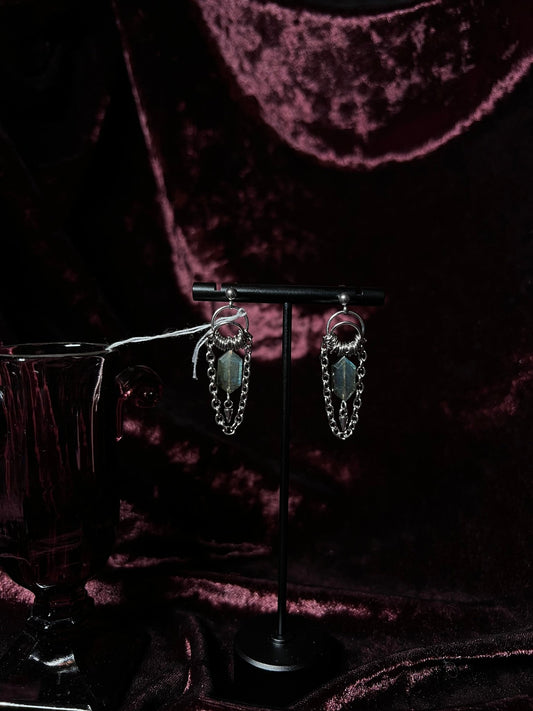Labradorite Earrings with Spikes