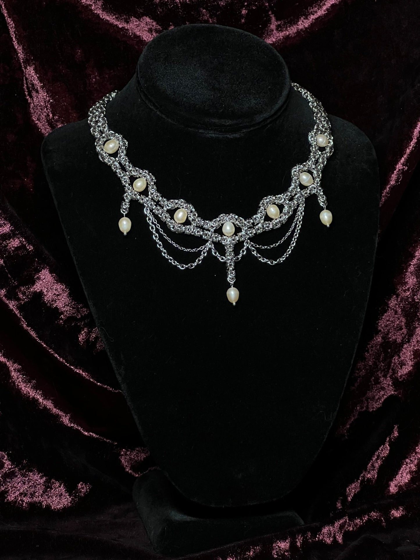 Peach Pearl Micro-Byzantine Necklace (1-of-1)