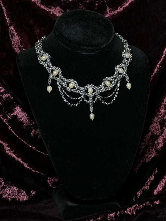 Peach Pearl Micro-Byzantine Necklace (1-of-1)